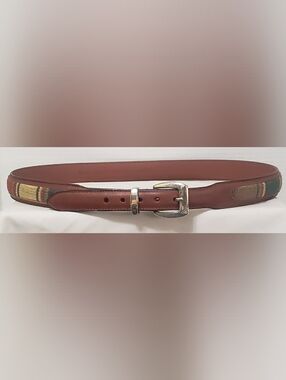 Southwestern Style Leather And Colorful Fabric Belt Size 40  Western